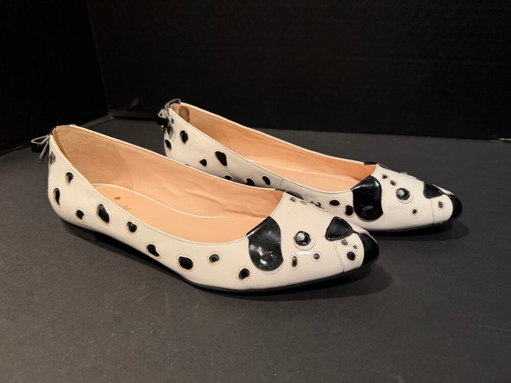 Kate Spade New York Elena Puppy Flats Black/White Dalmation Sz 8.5